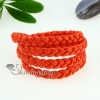 four layer woven leather wrap bracelets unisex orange