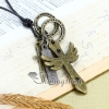 genuine leather antiquity silver cross christian pendant adjustable long necklaces design A
