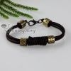 genuine leather charms letter bracelets unisex brown