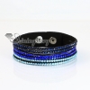 genuine leather crystal rhinestone wrap slake bracelets wristbands adjustable design A