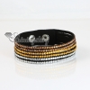 genuine leather crystal rhinestone wrap slake bracelets wristbands adjustable design B