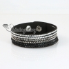 genuine leather crystal rhinestone wrap slake bracelets wristbands adjustable design F