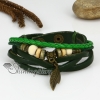 genuine leather multi layer leaf charm wrap bracelets design C