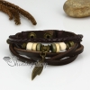 genuine leather multi layer leaf charm wrap bracelets design D