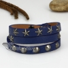 genuine leather three layer triple layer star round snap wrap bracelets design B