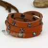 genuine leather three layer triple layer star round snap wrap bracelets design D
