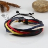 genuine leather waxed cotton cord woven wristbands drawstring adjustable rainbow bracelets unisex design B