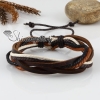 genuine leather waxed cotton cord woven wristbands drawstring adjustable rainbow bracelets unisex design D