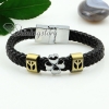 genuine leather woven charm wristbands toggle flower bracelets unisex design E