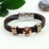 genuine leather woven charm wristbands toggle flower bracelets unisex design D