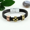 genuine leather woven charm wristbands toggle flower bracelets unisex design C