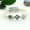 genuine leather woven charm wristbands toggle flower bracelets unisex design A
