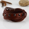 genuine leather woven double layer buckle wristbands bracelets for men and women brown