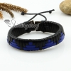 genuine leather woven wristbands adjustable drawstring bracelets unisex design D