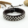 genuine leather woven wristbands adjustable drawstring rainbow bracelets unisex design A