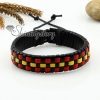 genuine leather woven wristbands adjustable drawstring rainbow bracelets unisex design B