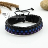 genuine leather woven wristbands adjustable drawstring rainbow bracelets unisex design C