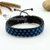 genuine leather woven wristbands adjustable drawstring rainbow bracelets unisex design E