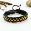 genuine leather woven wristbands adjustable drawstring rainbow bracelets unisex design F