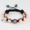 glitter ball pave beads imitated pearls macrame bracelets design F