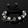 glitter ball pave beads imitated pearls macrame bracelets design J