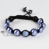 glitter ball pave beads imitated pearls macrame bracelets design A