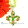 glitter fleur de lis lampwork murano glass necklaces pendants jewelry green