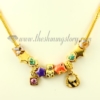 gold charms necklaces with european murano glass big hole beads gold