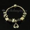 handbag charm bracelets with european enamel large hole beads black