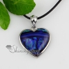 heart fancy color dichroic foil glass necklaces with pendants silver plated design A