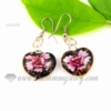 heart flower lampwork murano glass earrings jewelry purple
