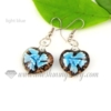 heart flower lampwork murano glass earrings jewelry light blue