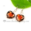heart flower lampwork murano glass earrings jewelry red