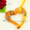 heart foil lampwork murano glass necklaces pendants jewelry yellow
