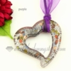 heart foil lampwork murano glass necklaces pendants jewelry purple