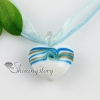 heart glitter with lines swirled pattern lampwork murano italian venetian handmade glass necklaces pendants light blue