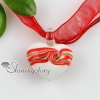 heart glitter with lines swirled pattern lampwork murano italian venetian handmade glass necklaces pendants red