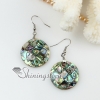 heart moon olive round patchwork seawater rainbow abalone shell mother of pearl dangle earrings design D