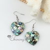 heart moon olive round patchwork seawater rainbow abalone shell mother of pearl dangle earrings design A