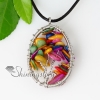 heart round oblong semi precious stone necklaces pendants design D