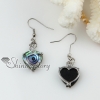 heart seawater rainbow abalone black oyster shell mother of pearl and rhinestone dangle earrings design B