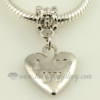heart silver plated european big hole charms fit for bracelets silver
