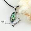 heart valentine's day rainbow abalone sea shell mother of pearl rhinestone pendants for necklaces design B