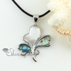 heart white pink rainbow abalone sea shell mother of pearl rhinestone pendant necklace design B