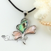heart white pink rainbow abalone sea shell mother of pearl rhinestone pendant necklace design D