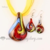 leaf glitter venetian murano glass pendants and earrings jewelry assorted