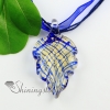 leaf glitter with lines handmade murano glass pendants necklaces design D