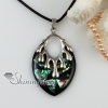 leaf patchwork sea water rainbow abalone shell mother of pearl necklaces pendants silver filled brass design A