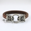leopard round snap wrap bracelets genuine leather design A