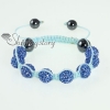 light blue cord macrame disco glitter ball pave beads bracelets design D